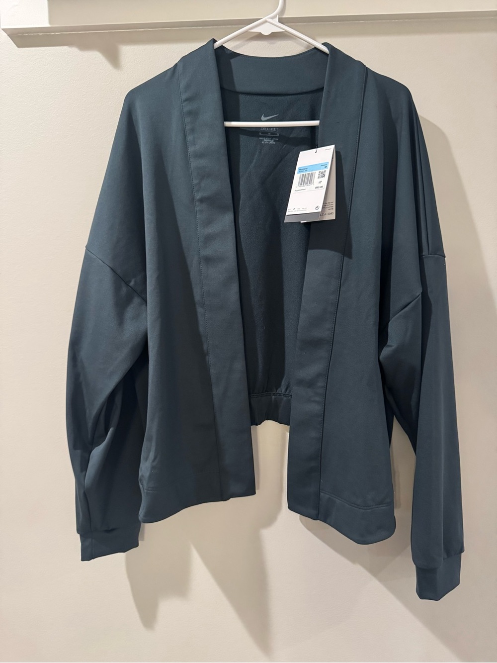 NWT Nike Zenvy Dri-FIT Oversized Cardigan Women M Seaweed Dark Teal IB2980